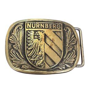 Vtg Belt Buckle Nurnberg Solid Brass 1970s USA Made 3.25" x 2.5" Rare Find